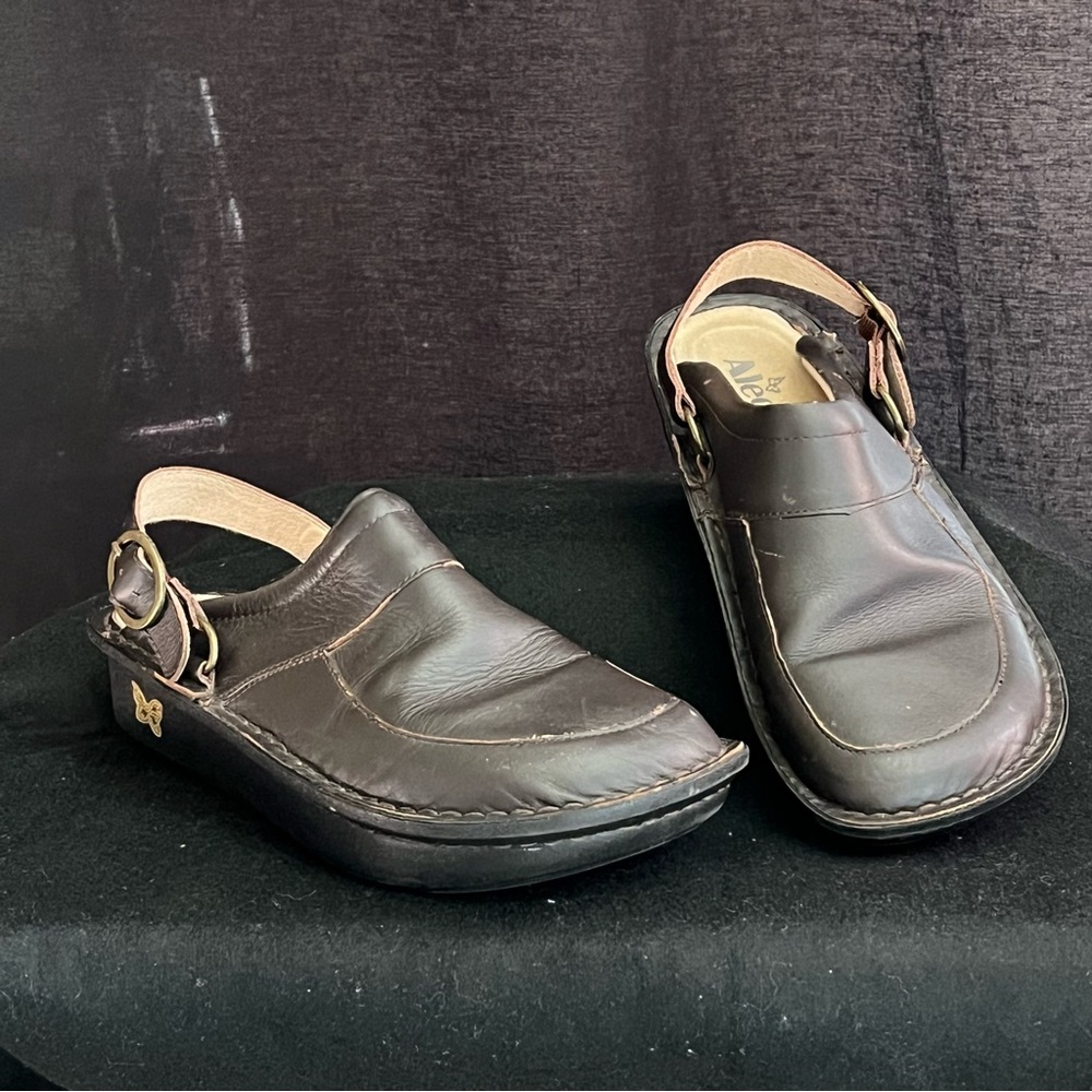 🦋 Algeria Seville Oiled Brown Clog Mules Slip Resistant Non-marking Women's 8.5